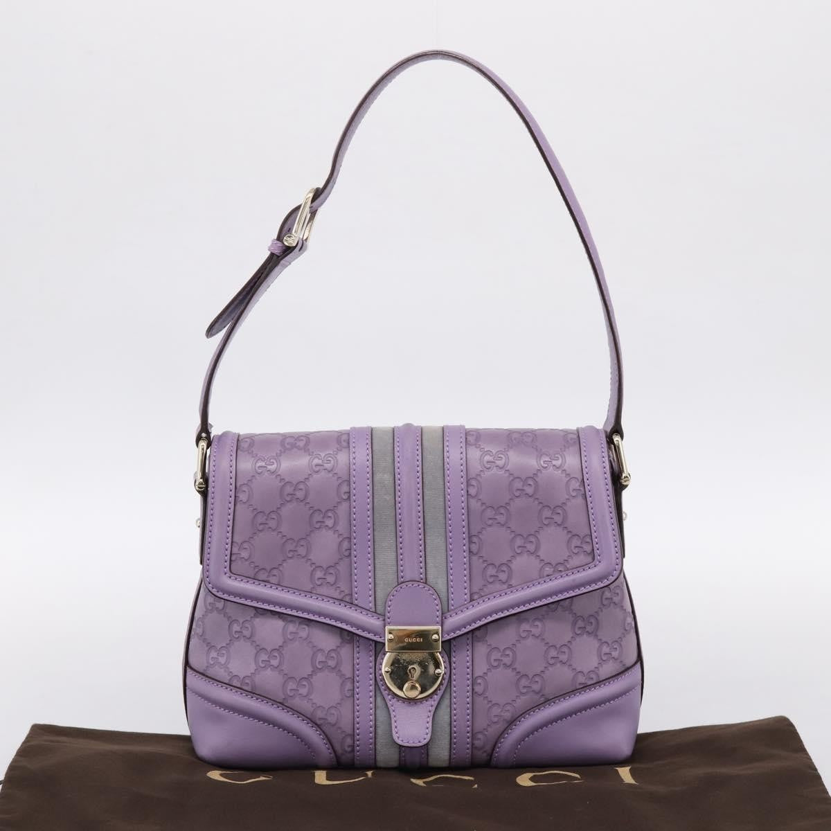 Gucci Web Flap Guccissima, Purple, Leather, Shoulder Bag
