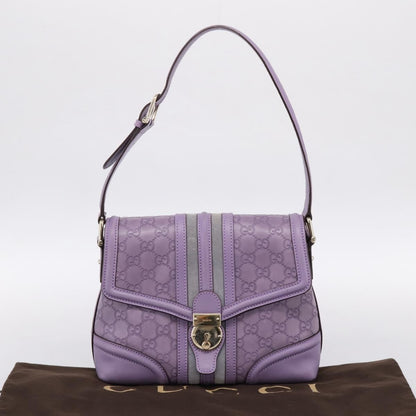 Gucci Web Flap Guccissima, Purple, Leather, Shoulder Bag