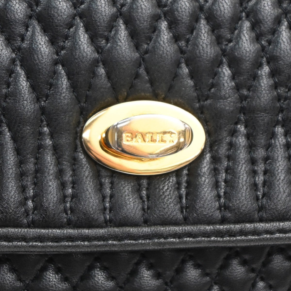 Bally Vintage Quilted Leather, Black, Leather, Handbag