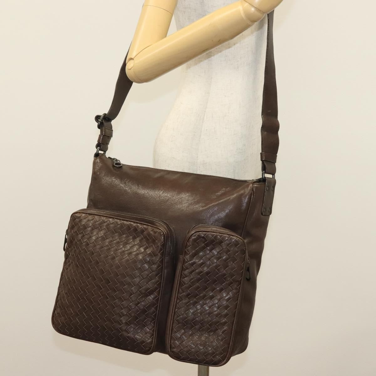Bottega Veneta Intrecciato Shoulder Leather, Brown, Leather, Shoulder Bag