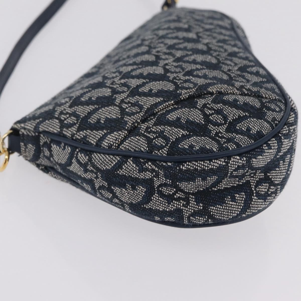 Christian Dior Vintage Saddle Bag Canvas, Navy, Canvas, Clutch
