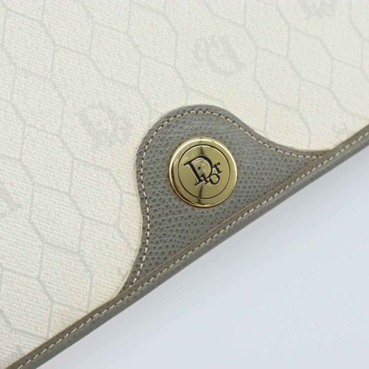 Christian Dior Vintage Honeycomb chain Canvas, White, Canvas, Shoulder Bag