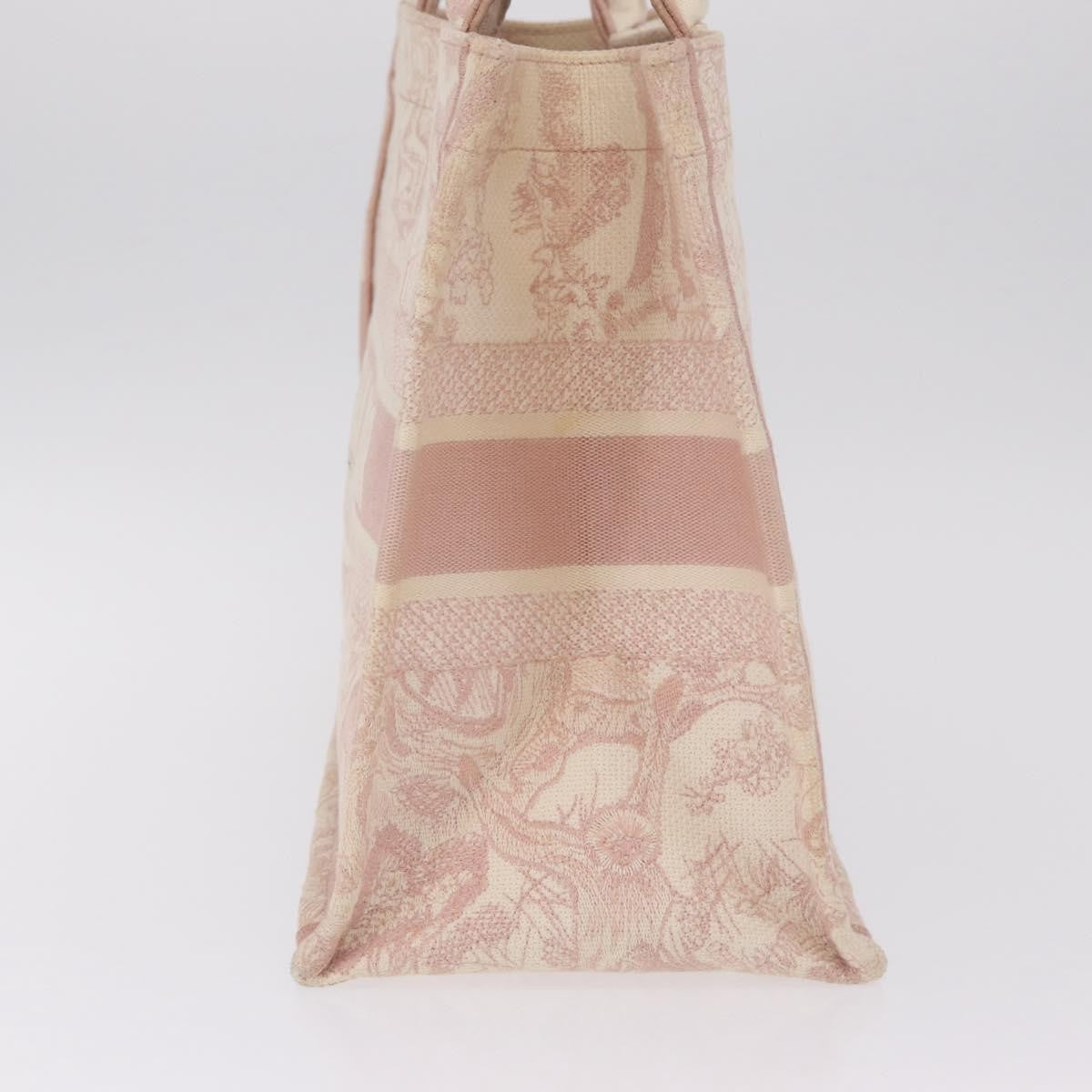 Christian Dior Book Embroidered Canvas, Pink, Canvas, Tote Bag