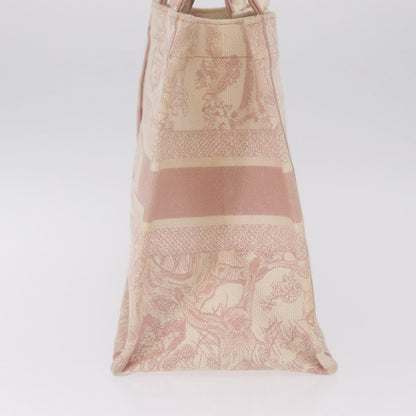 Christian Dior Book Embroidered Canvas, Pink, Canvas, Tote Bag