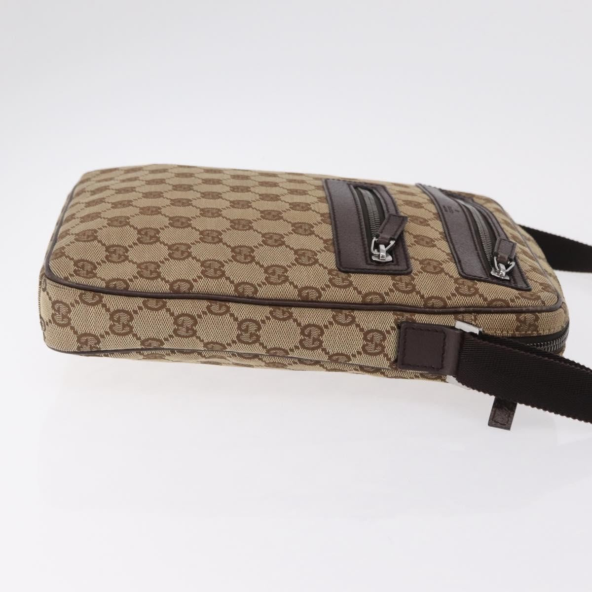 Gucci Front Zip Messenger GG Coated Canvas, Beige, Canvas, Crossbody Bag