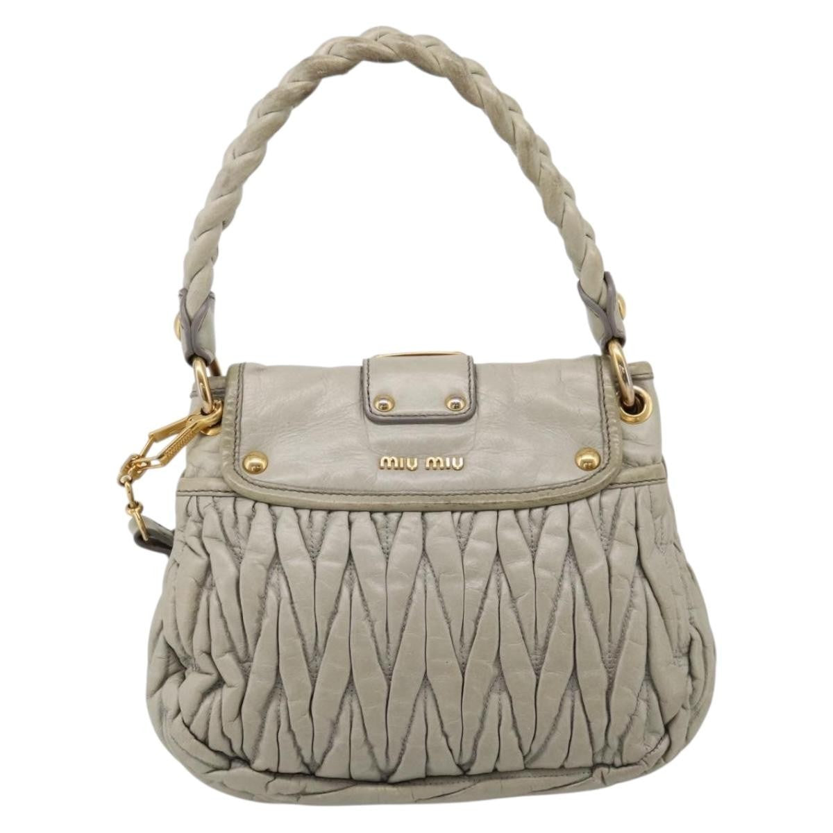 Miu Miu Beau Top Handle Leather, Beige, Leather, Handbag