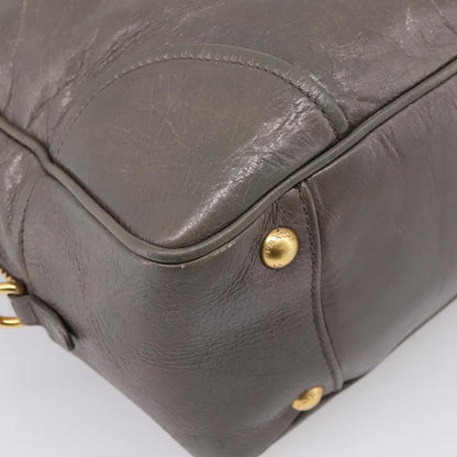 Prada Convertible Bauletto Vitello Shine, Gray, Leather, Handbag
