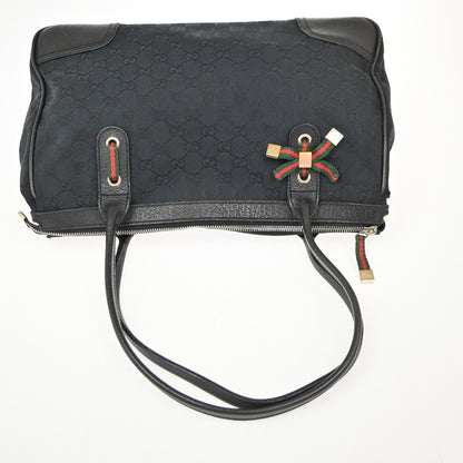 Gucci Princy Tote GG Canvas and leather, Black, Canvas, Tote Bag