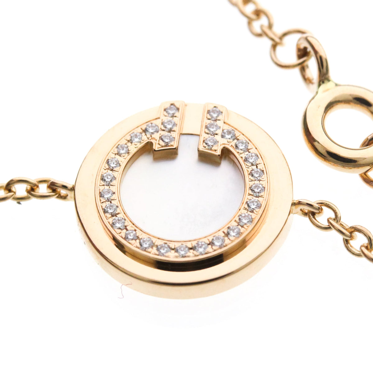 Tiffany & Co. T Circle Chain 18K Rose Gold with Mother of Pearl and Diamonds, Gold, Pink Gold, Bracelet