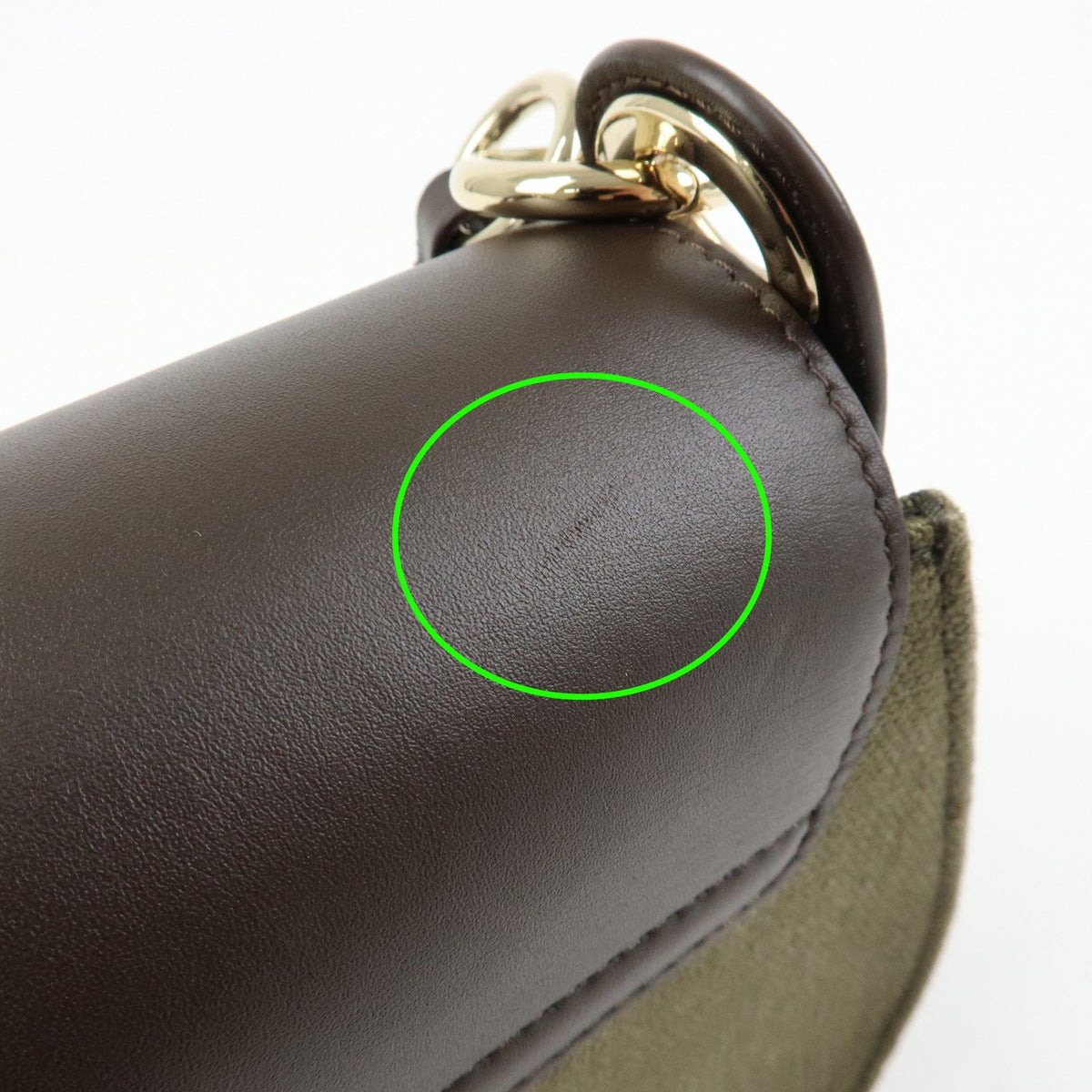 Chloe Tess Canvas with Leather, Green, Canvas, Handbag
