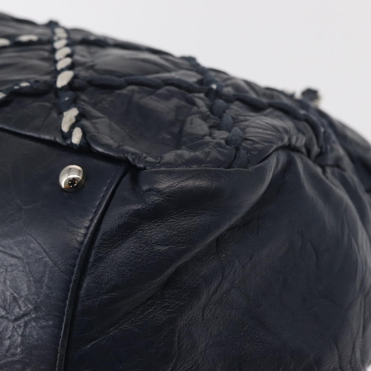 Chanel Ultra Stitch Chain Tote Quilted Calfskin, Navy, Leather, Tote Bag