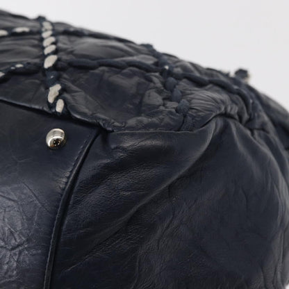 Chanel Ultra Stitch Chain Tote Quilted Calfskin, Navy, Leather, Tote Bag