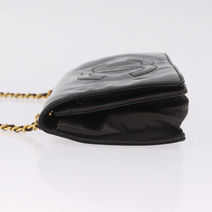Chanel Vintage CC Wallet on Chain Patent, Black, Patent Leather, Crossbody Bag