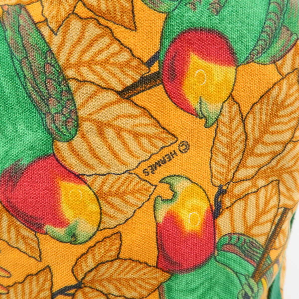 Hermes Vintage Drawstring Bucket Printed Canvas, Orange, Canvas, Shoulder Bag