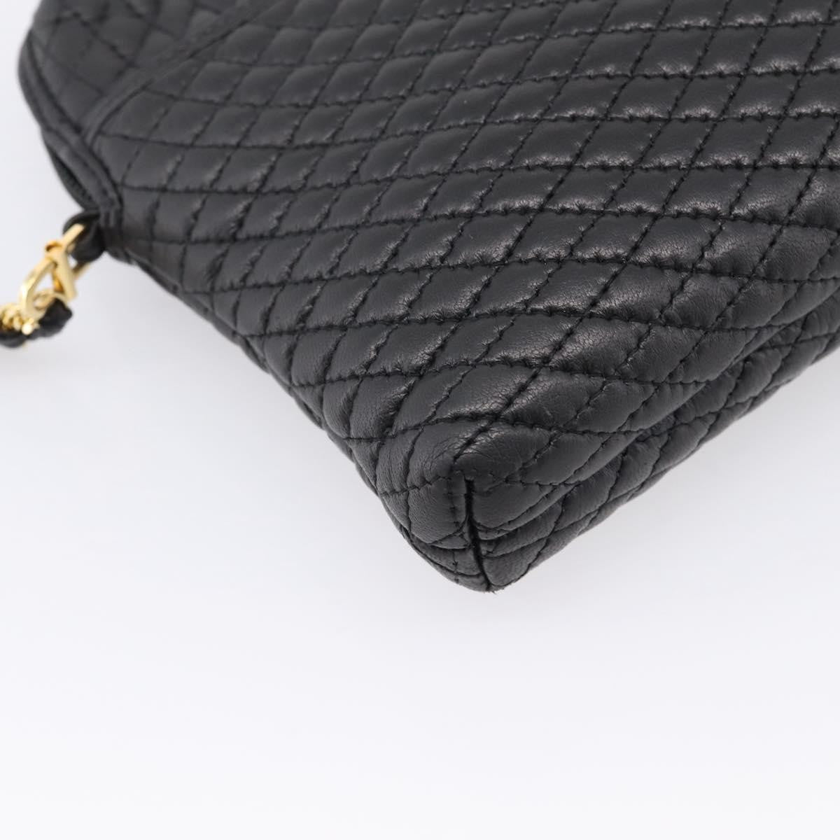 Bally Vintage Chain Quilted Leather, Black, Leather, Shoulder Bag