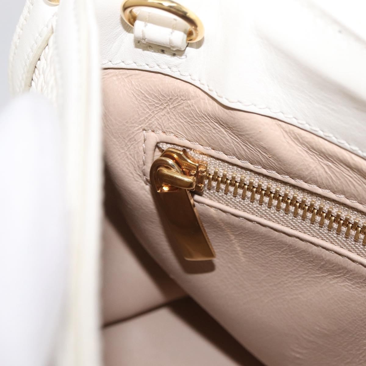 Salvatore Ferragamo Sofia Satchel Woven Leather, White, Leather, Handbag