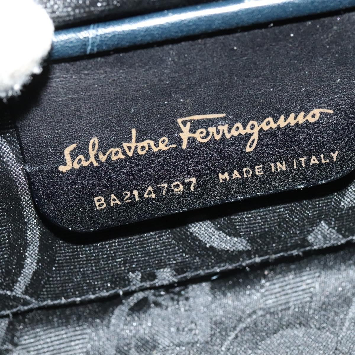 Salvatore Ferragamo Gancini Leather, Black, Leather, Shoulder Bag