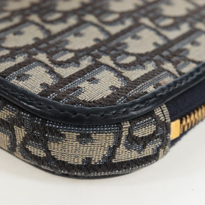Christian Dior 30 Montaigne Phone Holder on Chain Oblique Canvas, Navy, Canvas, Crossbody Bag