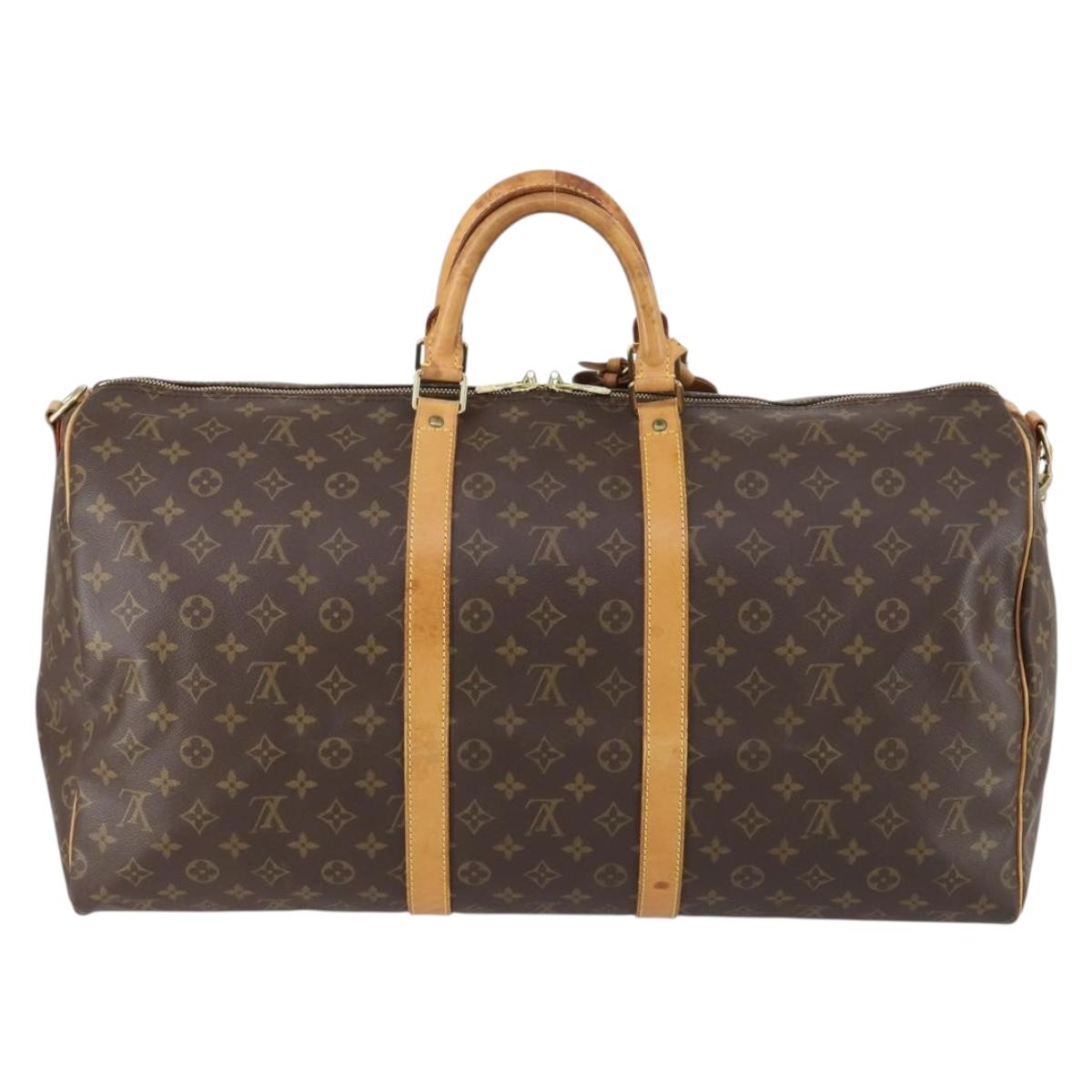 Louis Vuitton Keepall Bandouliere Bag Monogram Canvas, BROWN, CANVAS, Travel bag