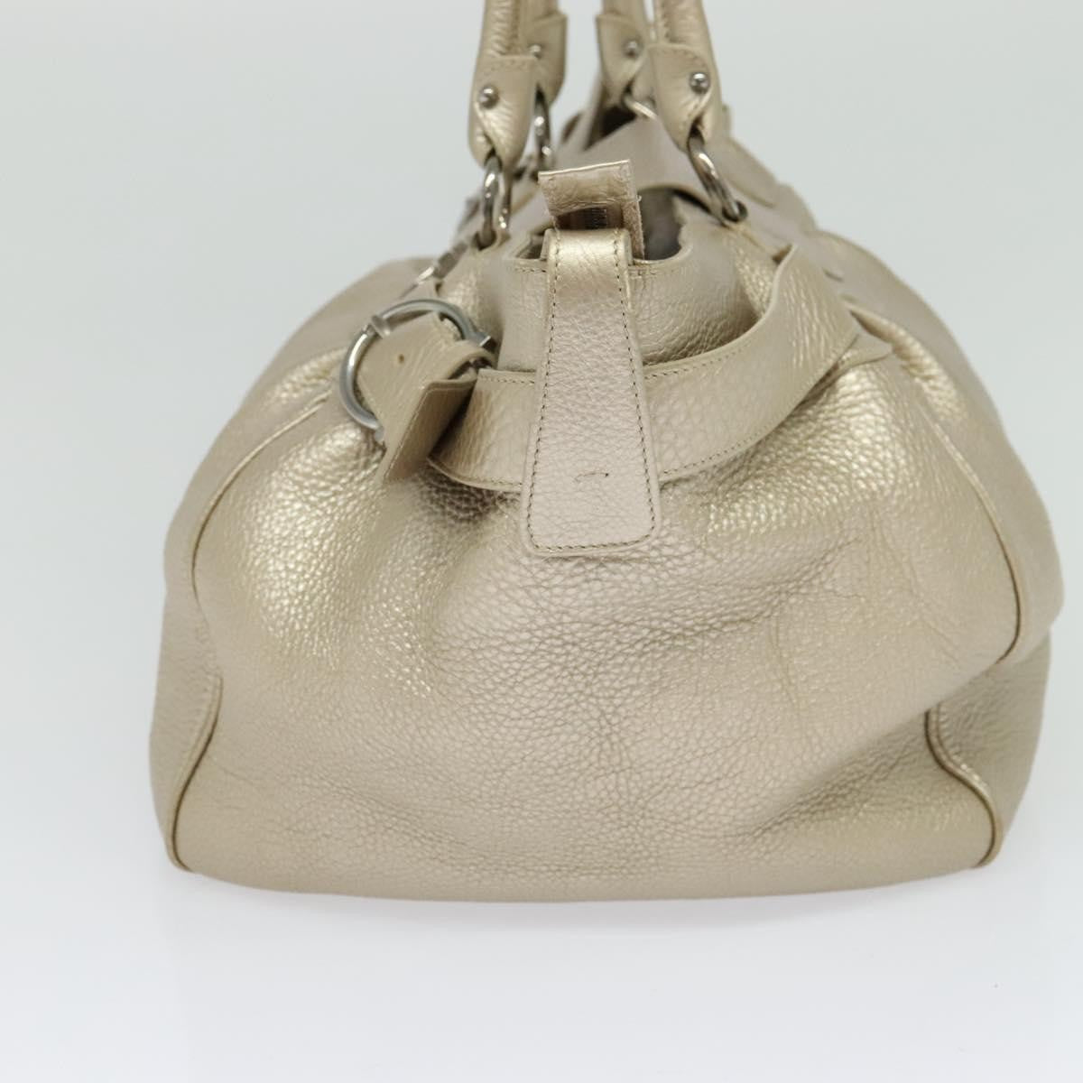 Salvatore Ferragamo Gancini Tote Leather, Silver, Leather, Tote Bag