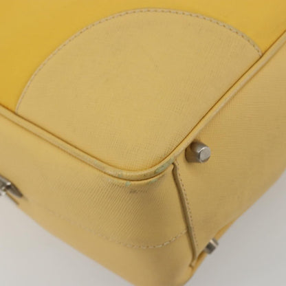 Prada Bauletto Tessuto with Saffiano Leather, Yellow, Canvas, Handbag