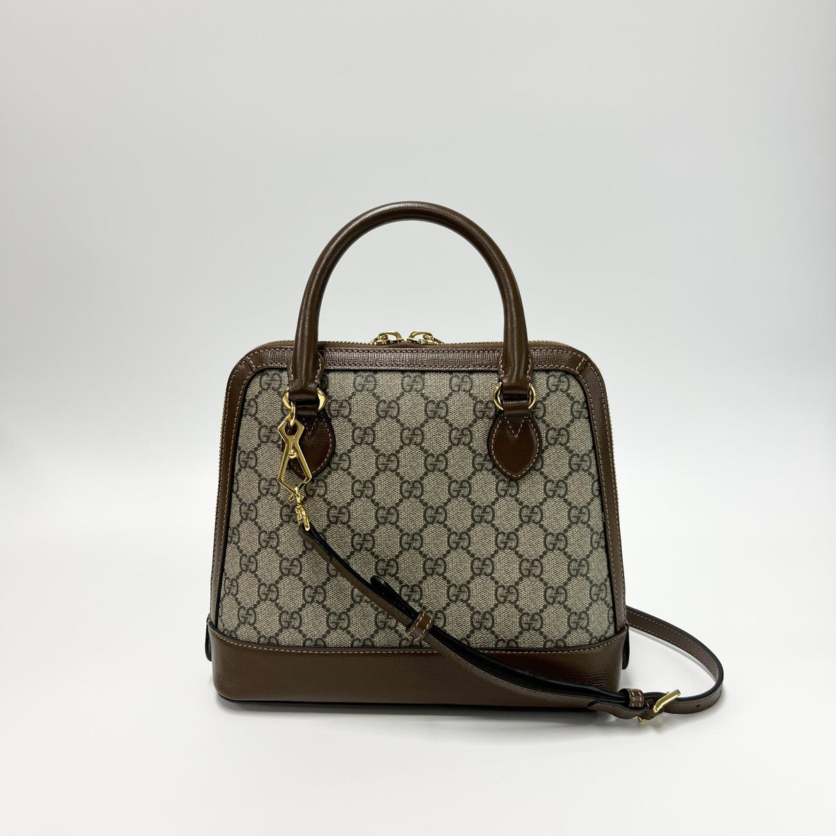 Gucci Horsebit 1955 GG Coated Canvas with Leather, Brown, Other, Shoulder Bag