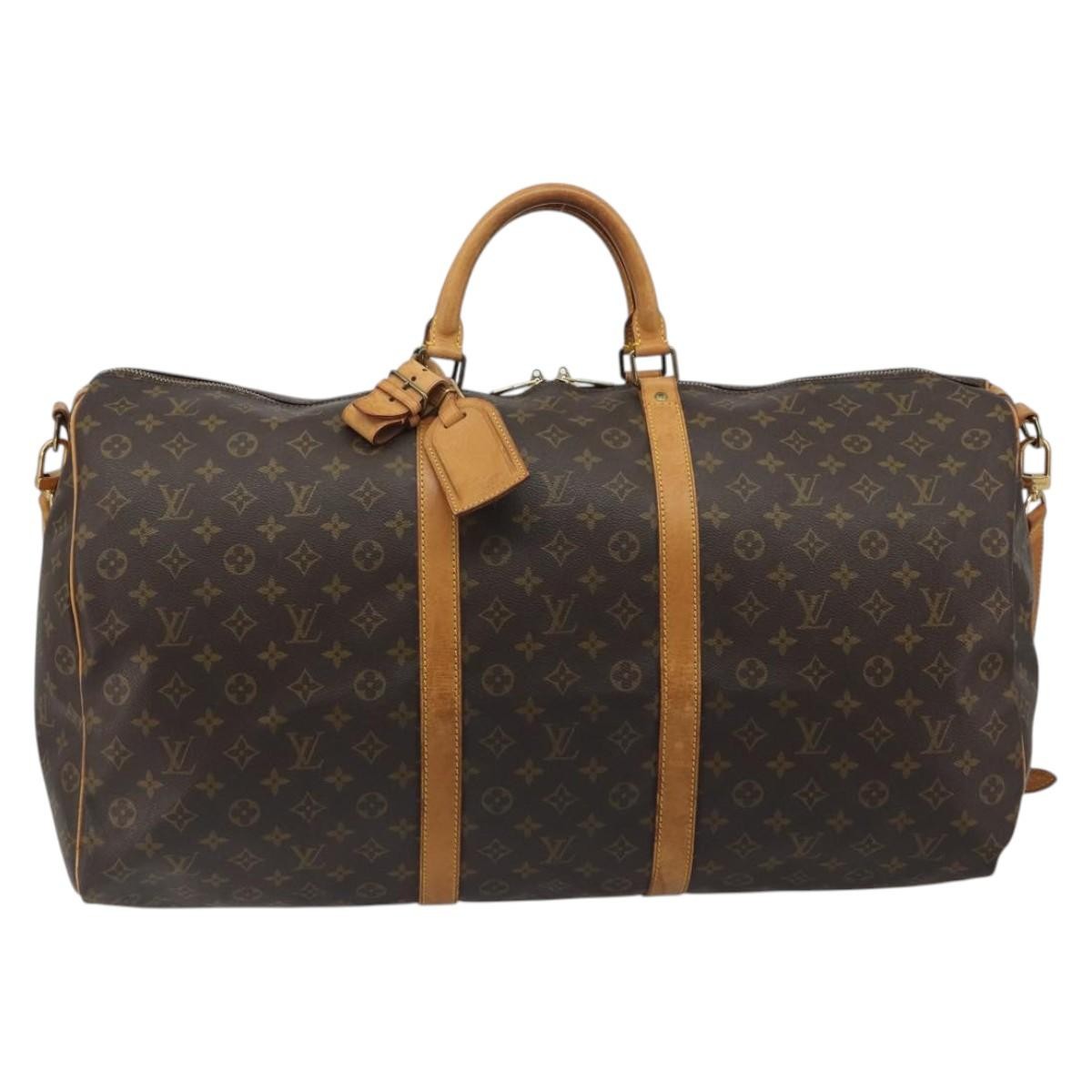 Louis Vuitton Keepall Bandoulière Monogram, Brown, Canvas, Travel Bag