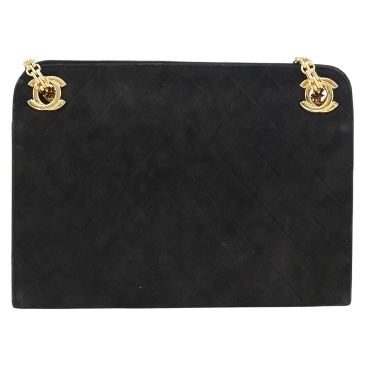 Chanel Matelasse Chain Shoulder Bag Suede, BLACK, SUEDE, Shoulder bag