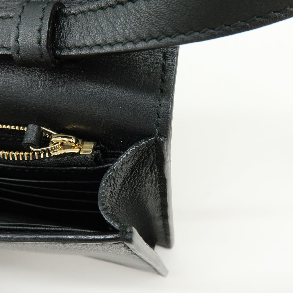 Gucci Interlocking Wallet on Chain Leather, Black, Leather, Crossbody Bag