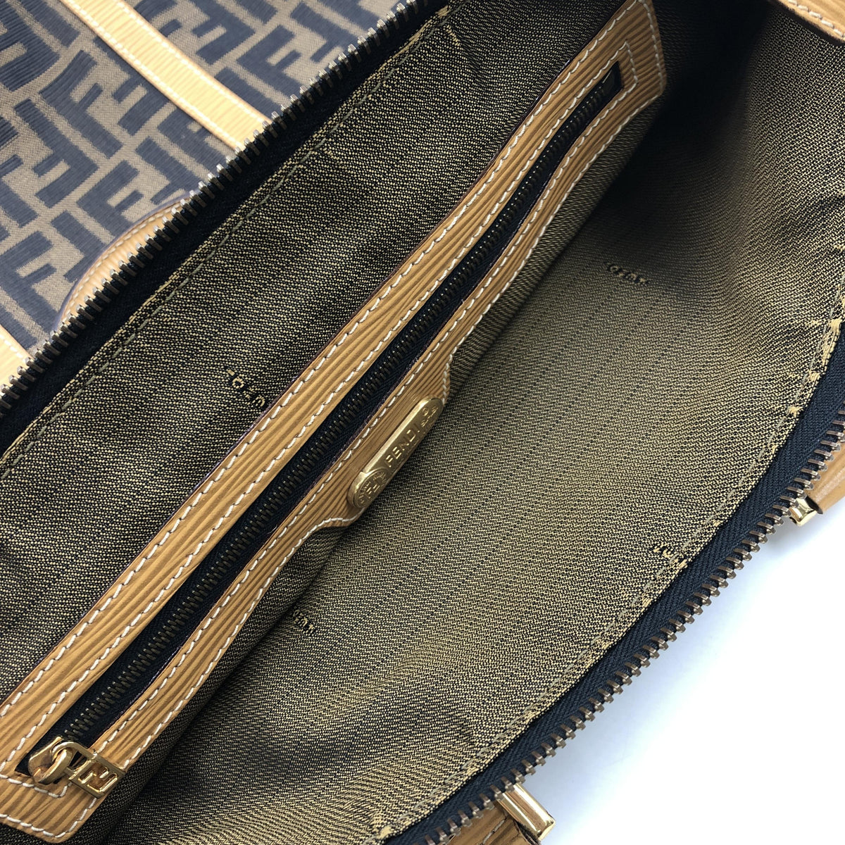 Fendi Zucca Tote Canvas, Brown, Canvas, Handbag