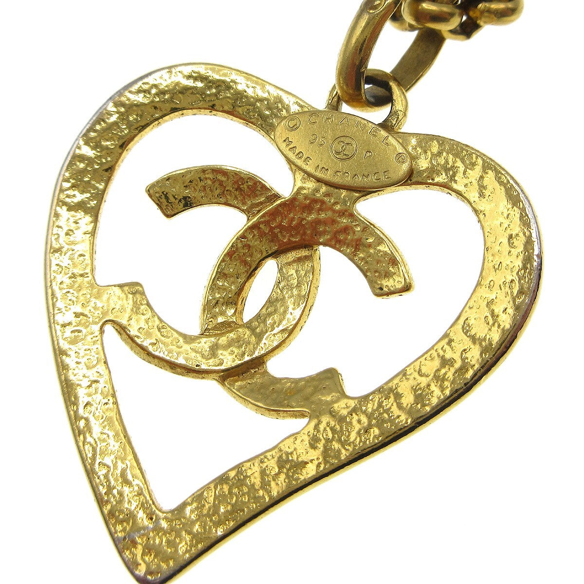 Chanel CC Heart Pendant Metal, Gold, Gold Plated, Necklace