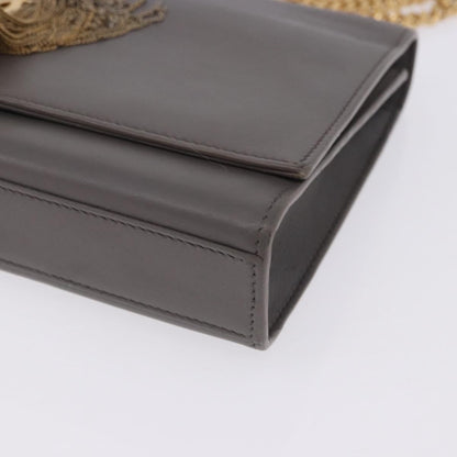 Saint Laurent Classic Monogram Tassel Leather, Gray, Leather, Shoulder Bag
