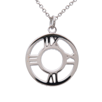 Tiffany & Co. Atlas Circle Pendant 18K White Gold with Diamonds, Silver, White Gold, Necklace