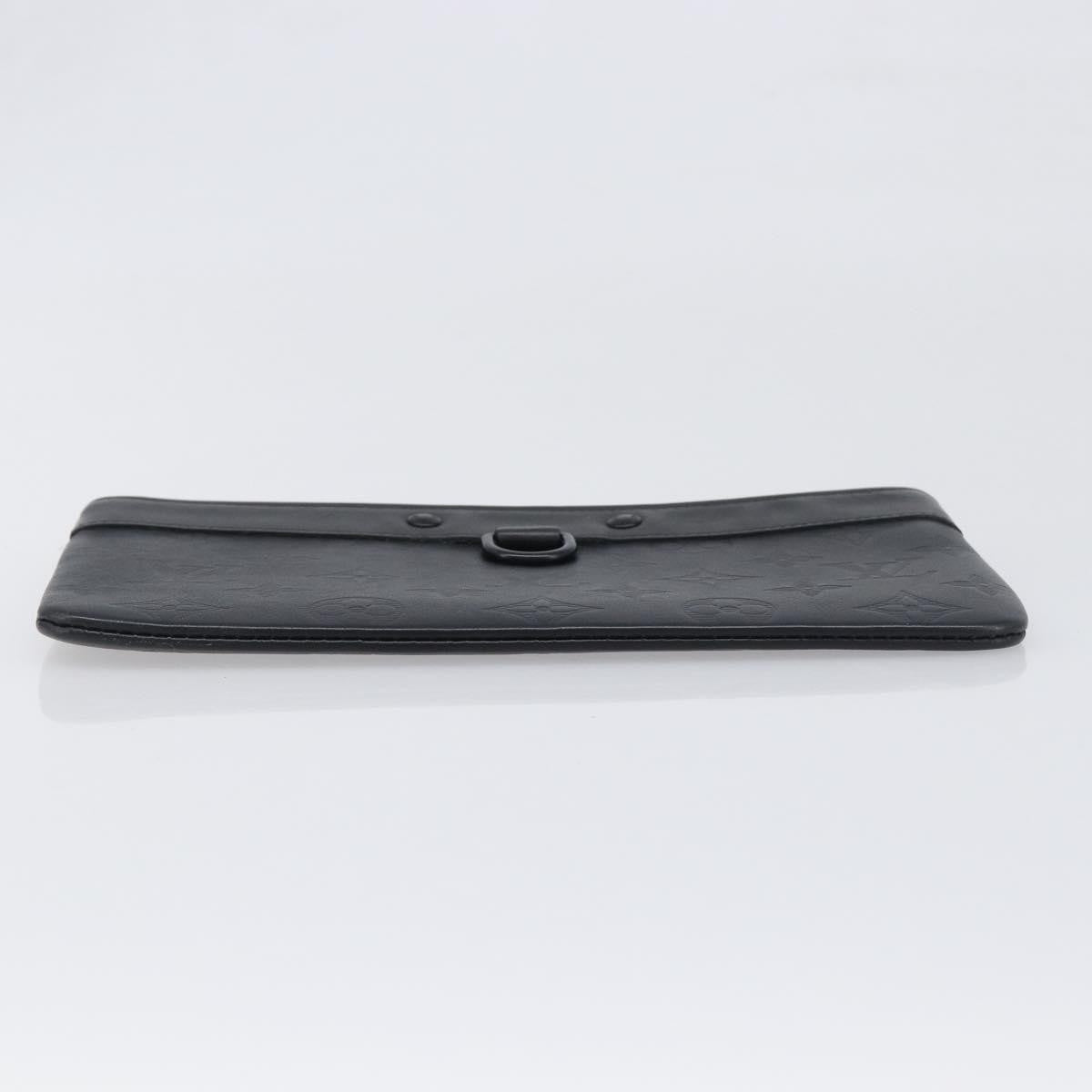 Louis Vuitton Discovery Pochette Monogram Shadow Leather, Black, Leather, Clutch