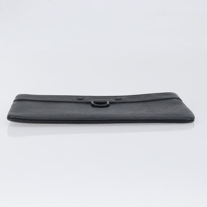 Louis Vuitton Discovery Pochette Monogram Shadow Leather, Black, Leather, Clutch