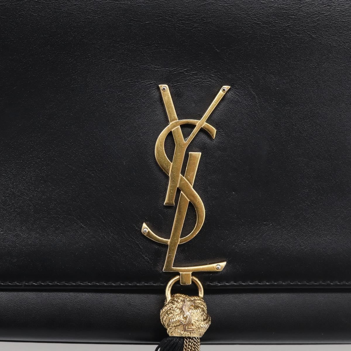 Saint Laurent Classic Monogram Tassel Leather, Black, Leather, Crossbody Bag