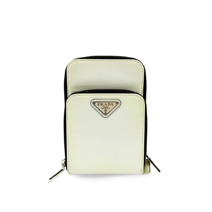 Prada Smartphone Case Saffiano Leather, White, Patent Leather, Tech Accessory