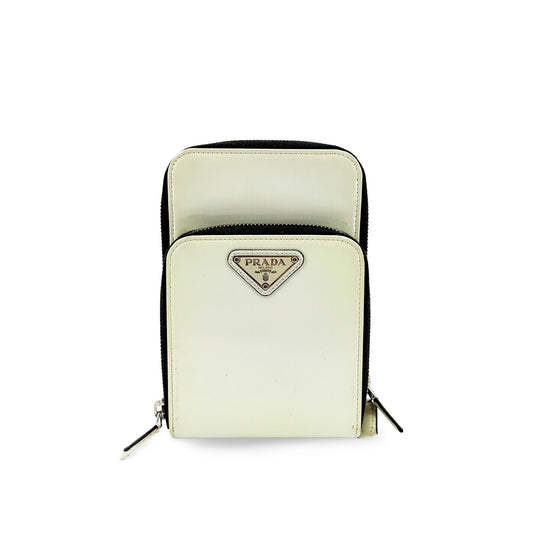 Prada Smartphone Case Saffiano Leather, White, Patent Leather, Tech Accessory