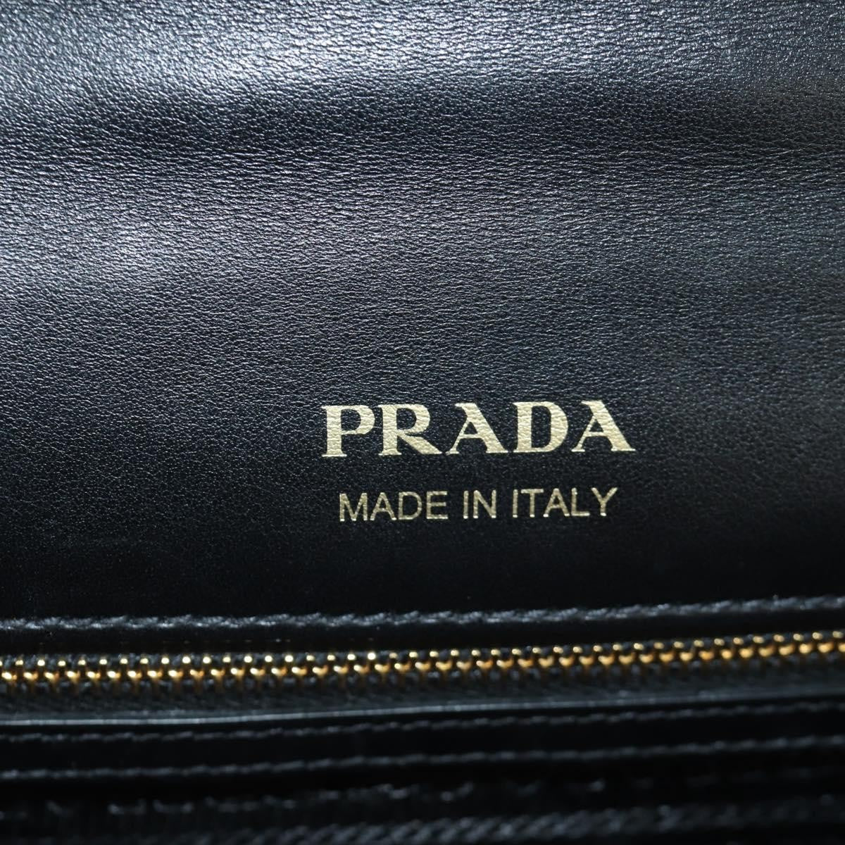 Prada Metal Ribbon City Calfskin, Gray, Leather, Shoulder Bag