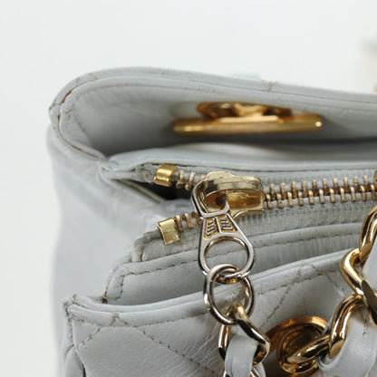 Chanel Shoulder Quilted Leather, White, Leather, Shoulder Bag