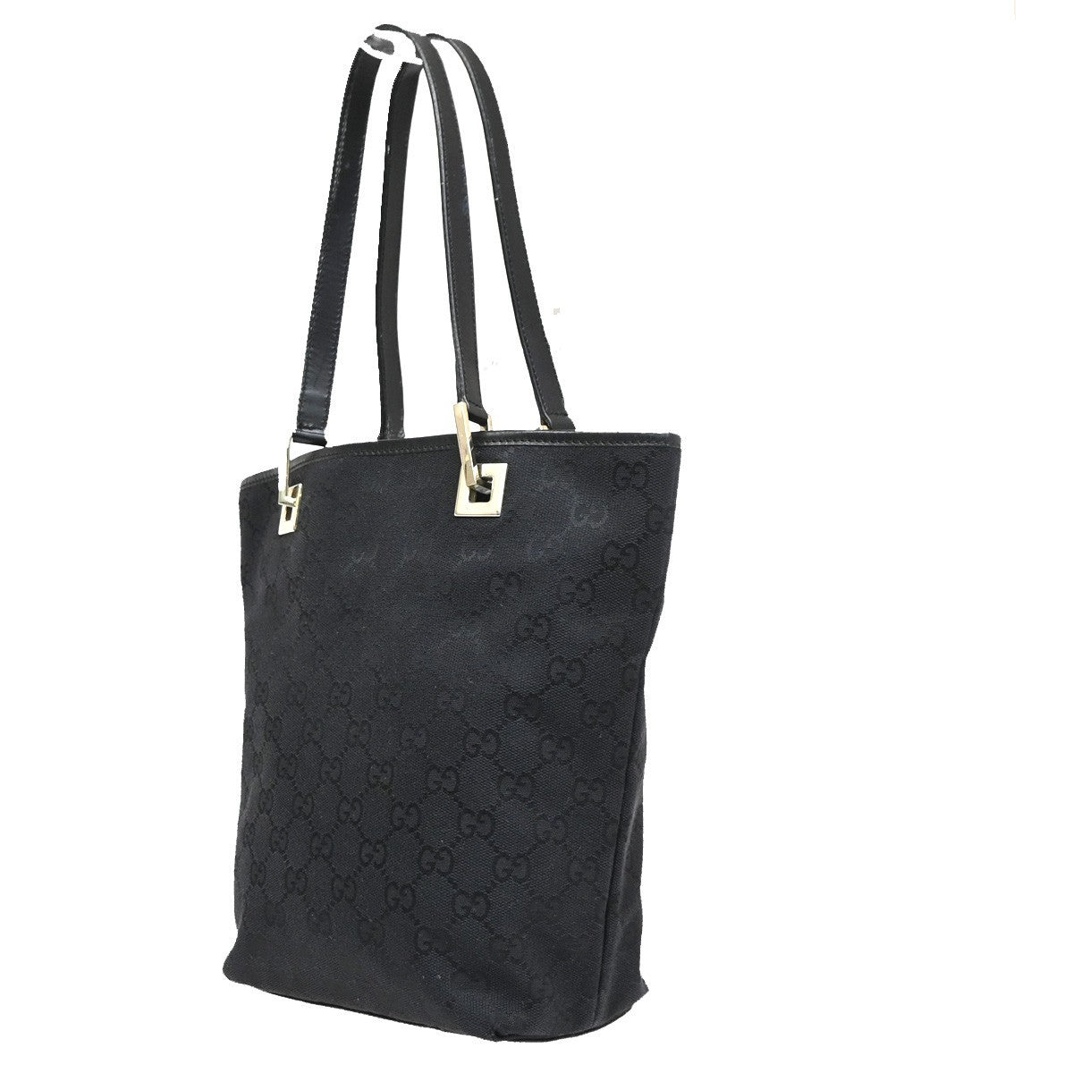 Gucci Vintage Bucket Shopping GG Canvas, Black, Canvas, Tote Bag