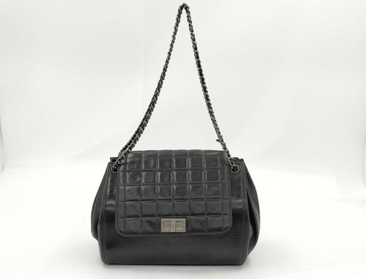 Chanel Vintage Reissue Square Flap Bag Leather, BLACK, LEATHER, Shoulder bag