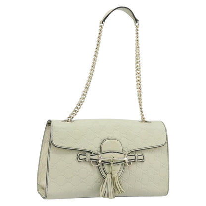 Gucci Emily Chain Flap Guccissima Leather, Beige, Leather, Shoulder Bag