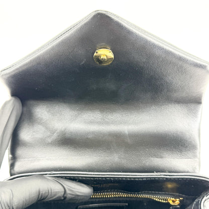 Saint Laurent Loulou Matelasse Chevron Leather, Black, Leather, Shoulder Bag