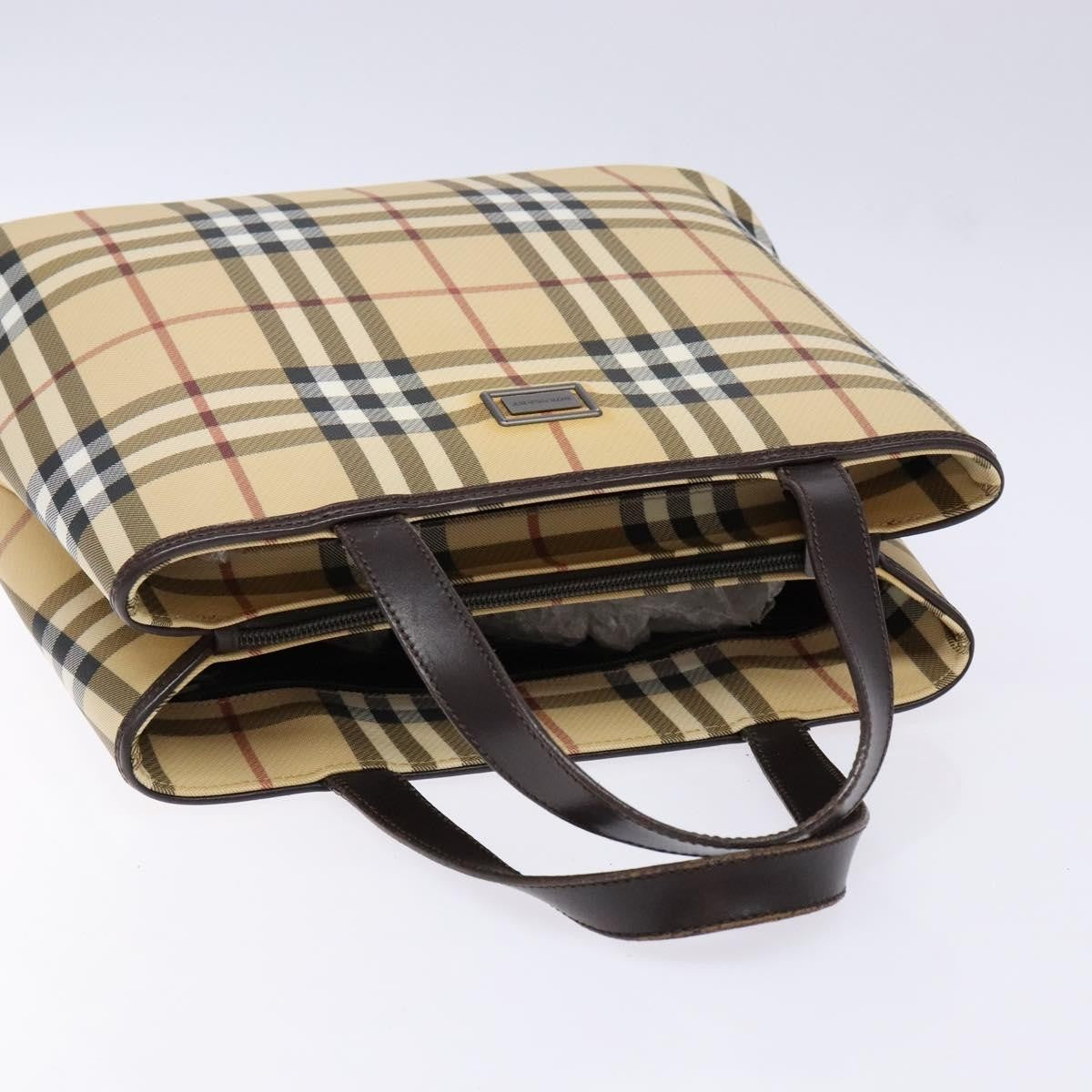Burberry Vintage Vintage Check Coated Canvas, Beige, Canvas, Tote Bag