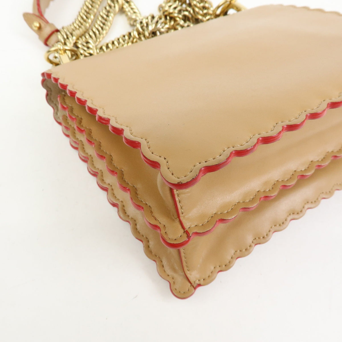 Fendi Kan I Leather, Beige, Leather, Shoulder Bag