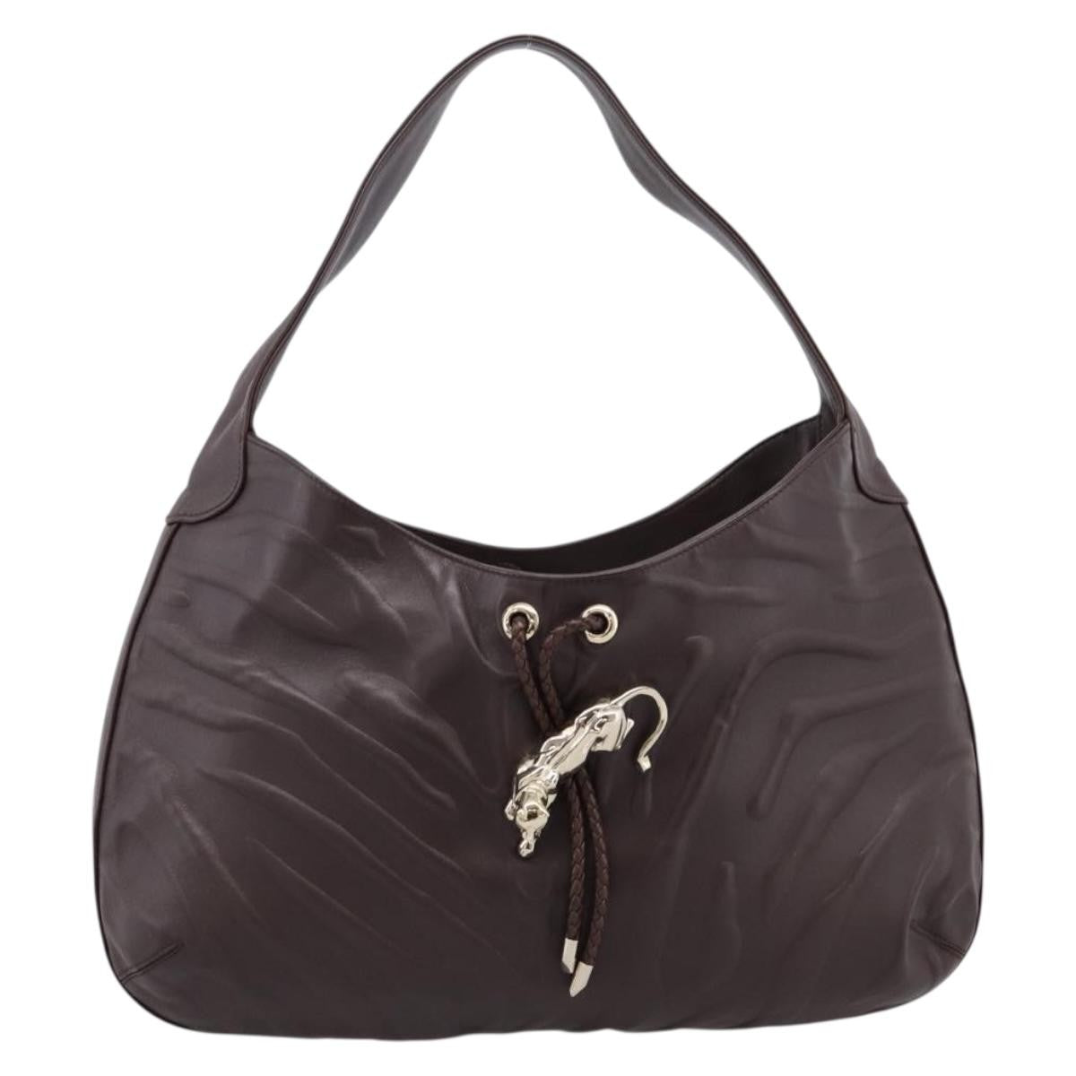 Cartier Panthère Shoulder Leather, Brown, Leather, Shoulder Bag