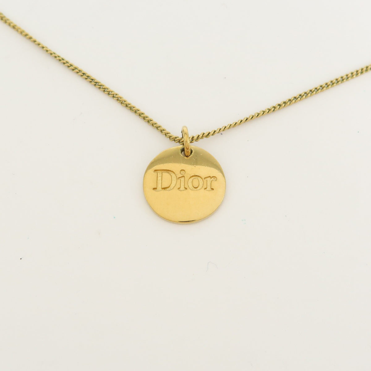 Christian Dior Vintage Logo Pendant Metal, Gold, Gold Plated, Necklace