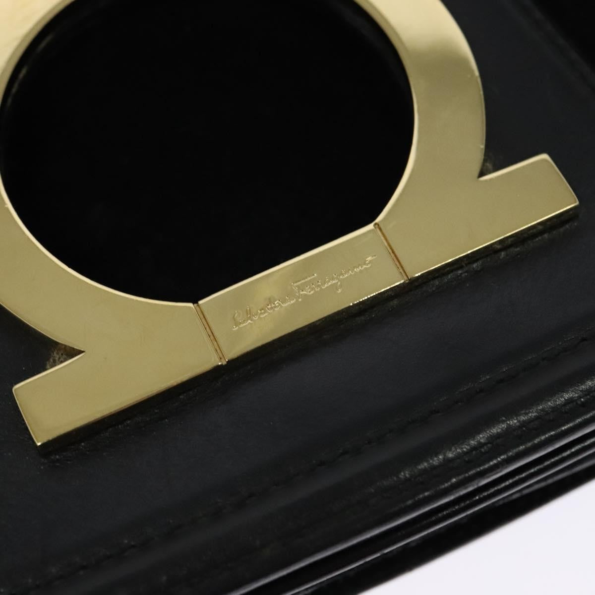 Salvatore Ferragamo Gancini Suede, Black, Suede, Shoulder Bag