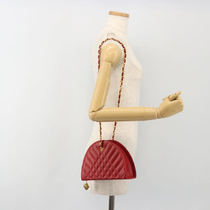 Chanel Vintage Chain Evening Mixed Quilt Lambskin, Red, Leather, Clutch